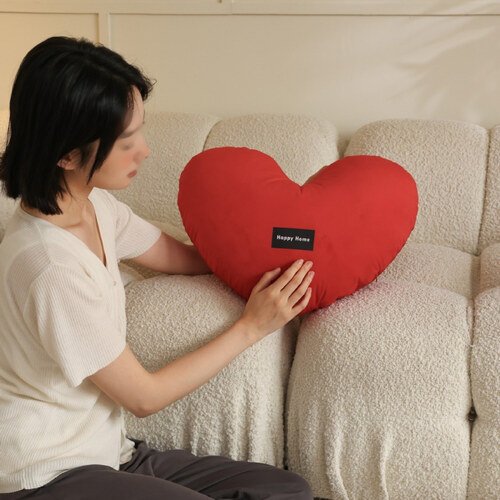 하트 인테리어 쿠션 쇼파 등받이 쿠션솜포함 방석 거실 침대 데코 포인트, 레드 상세 이미지 1
