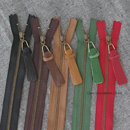 퀼팅맘 고급 슈렁큰 소가죽 지퍼고리(땅콩) 국내생산, 카멜브라운, 3개 상세 이미지 2