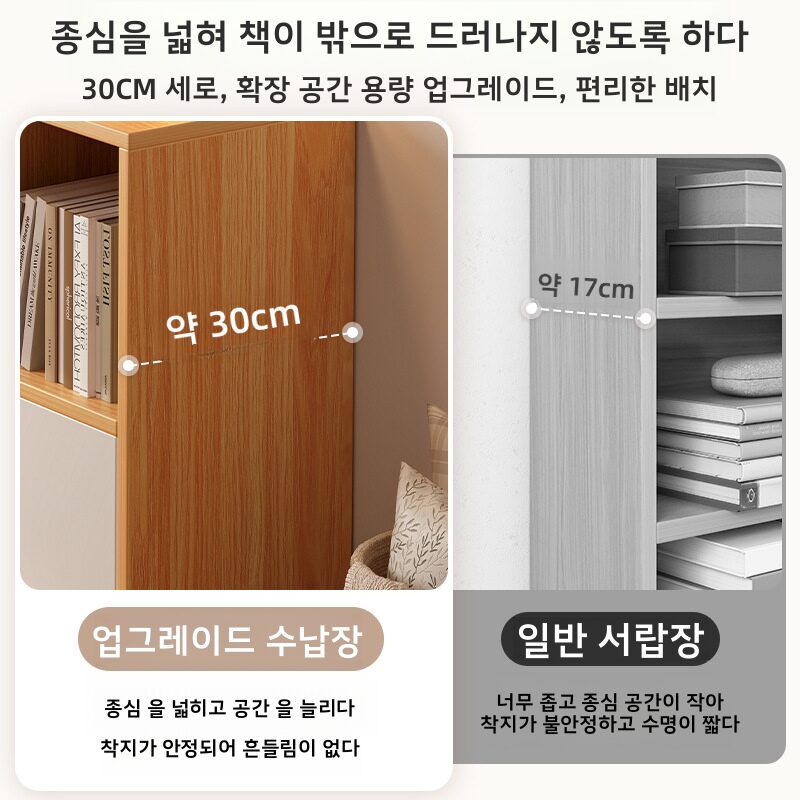 XFD 낮은 수납장 우드 사물함 다목적 오픈책장 서랍장 DIY 가구, 원목색 상세 이미지 2