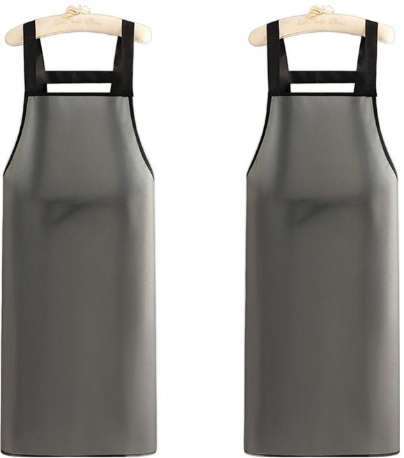 다퍼남 TPU 우레탄 방수 앞치마 롱 95cm, 반투명 블랙, 2개