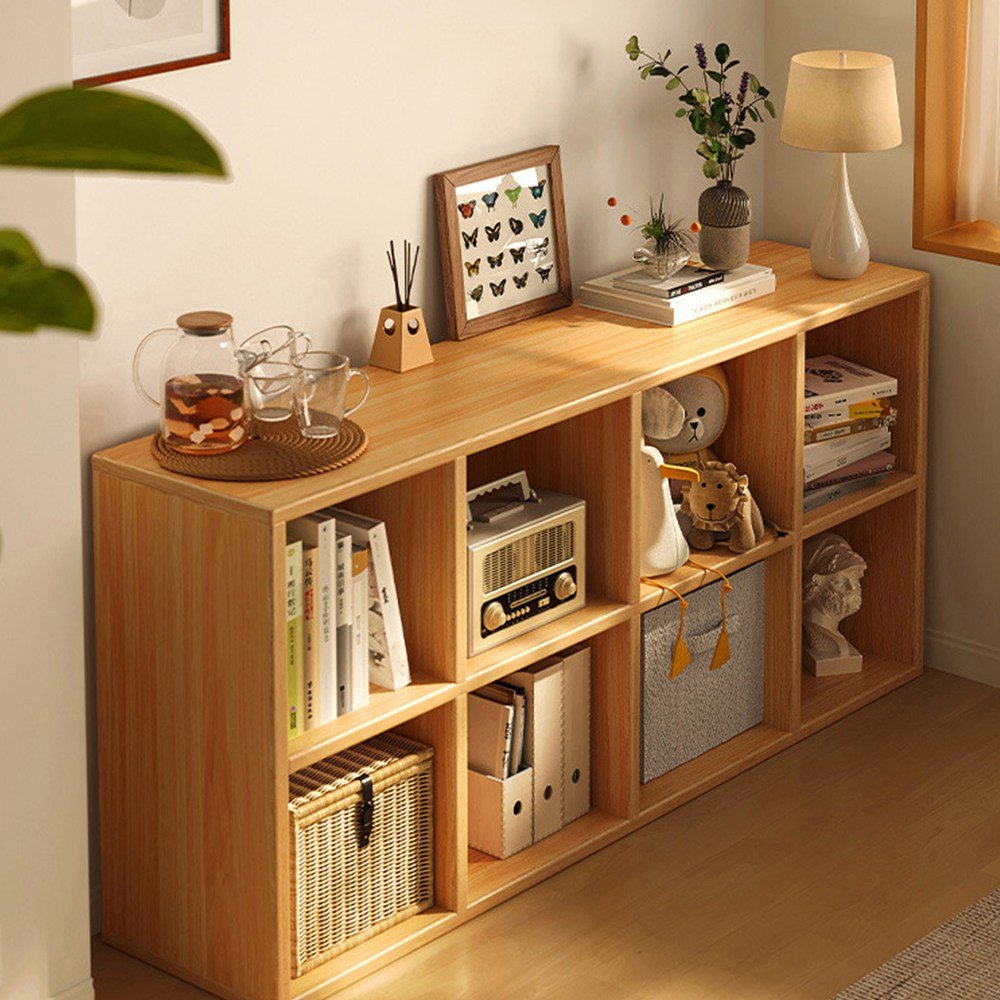 하루꿈 격자 오픈책장 대용량 다용도 수납 진열장 조립식 DIY 책꽂이 낮은책장 거실 침실 사무실 책장, 2단, 원목색할인 상세 이미지 2