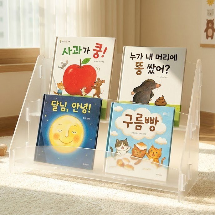 아크릴 2단 전면책장 유아책장 아크릴책장 키즈책장 아기책장 미니책장, 투명할인 상세 이미지 1