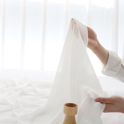 [대폭]쉬폰원단 무지 차르르(백아이보리) 커튼원단 원피스천 레이스 배경천 안감지 웨딩장식천 상세 이미지 1