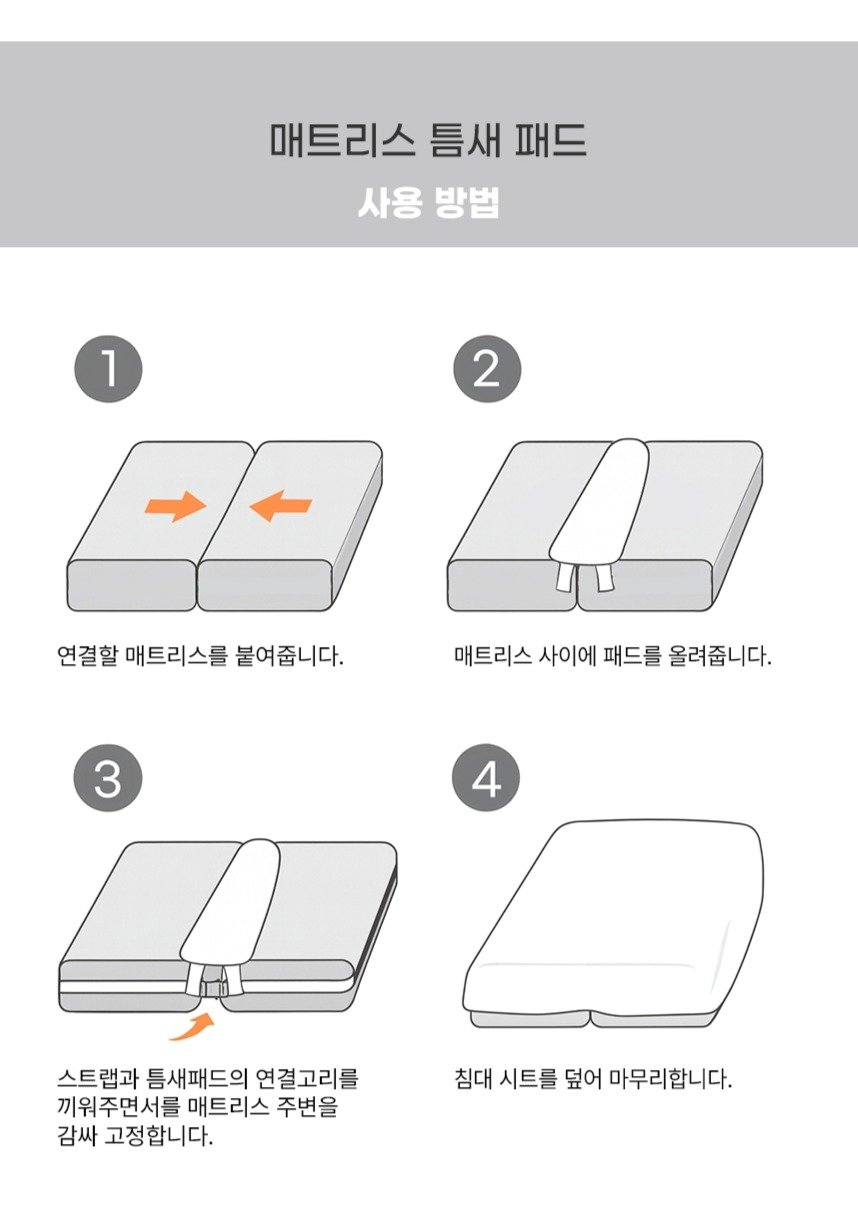 인앳홈 매트리스 틈새 패드, 화이트 상세 이미지 2