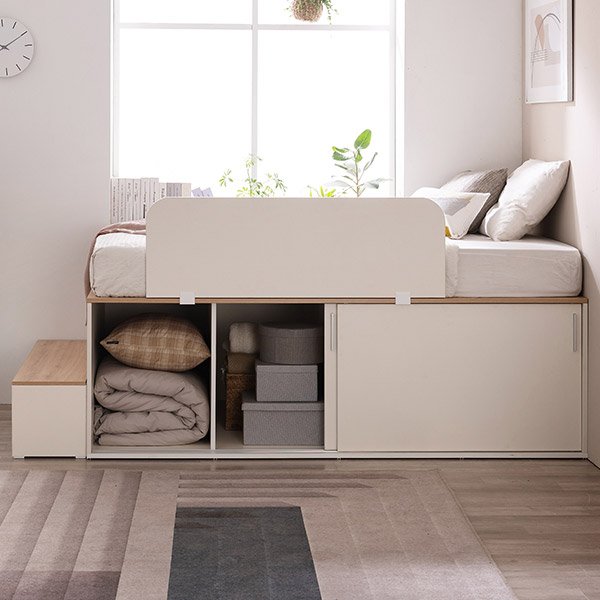 삼익가구 테리 슬라이딩 높은 수납 벙커 침대 빅수납 침대 세트 (안전가드+계단포함), 화이트_본넬매트리스포함할인 상세 이미지 2